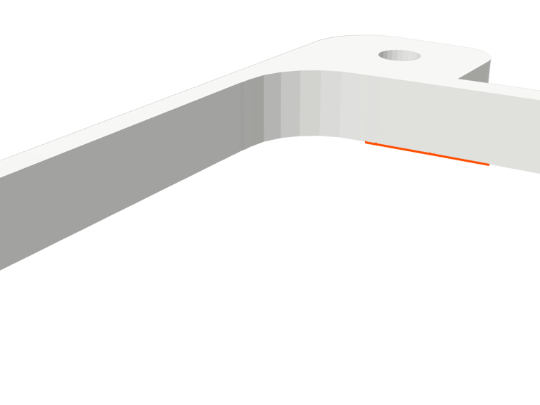 Close-up of one crack in the instrument pod, marked in orange